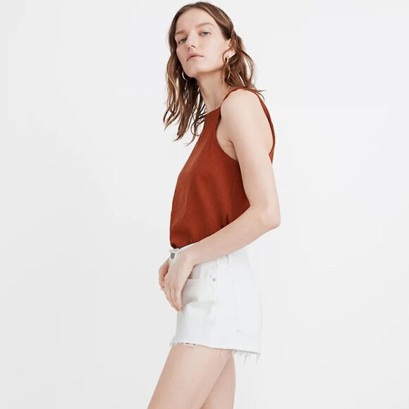 Madewell 25 Relaxed Mid Rise Raw Hem White Denim Shorts - Picture 3 of 14